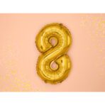 Balon din Folie Metalizata Embo, Figurina Cifra, Tema Aniversare 80 cm, Ambalaj Individual, Pai inclus, Umflare cu Aer sau Heliu, Auriu, Cifra 8 - imagine 2