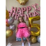 Balon din Folie Metalizata Embo, Figurina Cifra, Tema Aniversare 80 cm, Ambalaj Individual, Pai inclus, Umflare cu Aer sau Heliu, Auriu, Cifra 5 - imagine 6