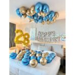Balon din Folie Metalizata Embo, Figurina Cifra, Tema Aniversare 80 cm, Ambalaj Individual, Pai inclus, Umflare cu Aer sau Heliu, Auriu, Cifra 2 - imagine 8