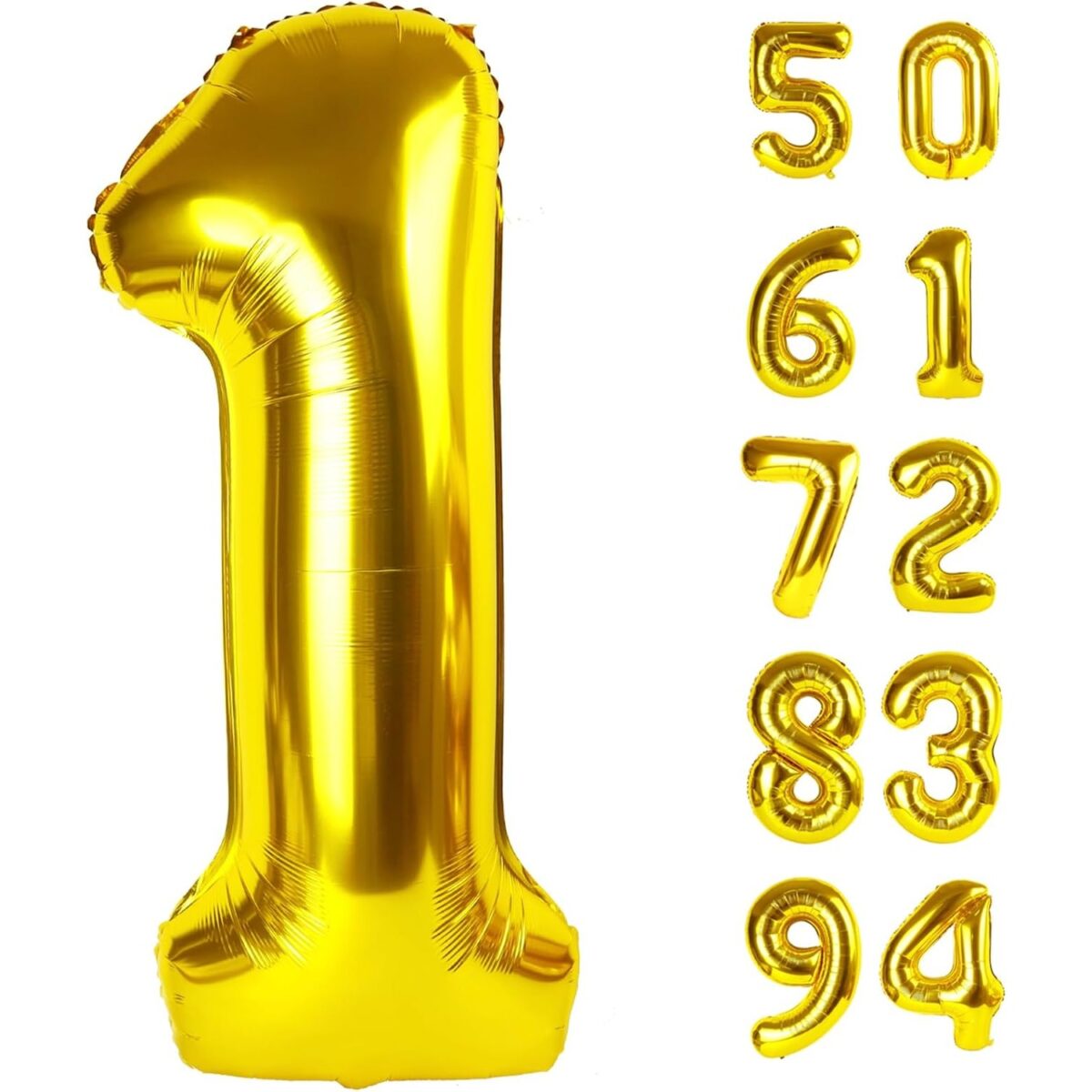Balon din Folie Metalizata Embo, Figurina Cifra, Tema Aniversare 80 cm, Ambalaj Individual, Pai inclus, Umflare cu Aer sau Heliu, Auriu, Cifra 1 - imagine 11