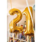 Balon din Folie Metalizata Embo, Figurina Cifra, Tema Aniversare 80 cm, Ambalaj Individual, Pai inclus, Umflare cu Aer sau Heliu, Auriu, Cifra 1 - imagine 12