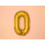Balon din Folie Metalizata Embo, Figurina Cifra, Tema Aniversare 80 cm, Ambalaj Individual, Pai inclus, Umflare cu Aer sau Heliu, Auriu, Cifra 0 - imagine 2