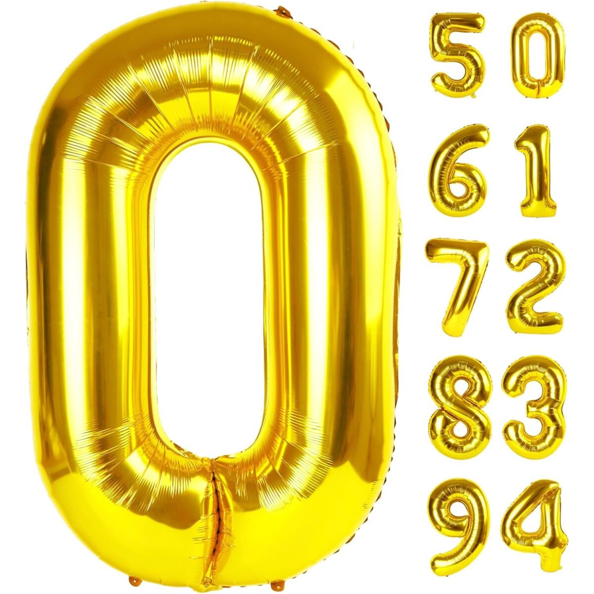 Balon din Folie Metalizata Embo, Figurina Cifra, Tema Aniversare 80 cm, Ambalaj Individual, Pai inclus, Umflare cu Aer sau Heliu, Auriu, Cifra 0 - imagine 6