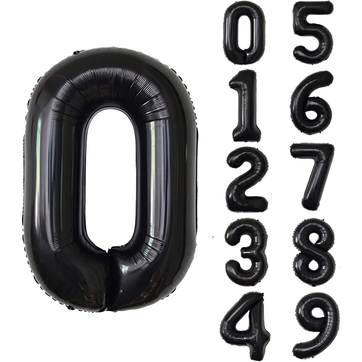 Balon din Folie Metalizata, Embo, Figurina Cifra, Tema Aniversare 80 cm, Ambalaj Individual, Pai inclus, Umflare cu Aer sau Heliu, Negru, Cifra 0 - imagine 4