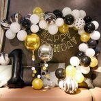 Balon din Folie Metalizata, Embo, Figurina Cifra, Tema Aniversare 80 cm, Ambalaj Individual, Pai inclus, Umflare cu Aer sau Heliu, Negru, Cifra 1 - imagine 14