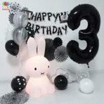 Balon din Folie Metalizata, Embo, Figurina Cifra, Tema Aniversare 80 cm, Ambalaj Individual, Pai inclus, Umflare cu Aer sau Heliu, Negru, Cifra 3 - imagine 8