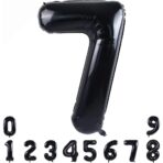Balon din Folie Metalizata, Embo, Figurina Cifra, Tema Aniversare 80 cm, Ambalaj Individual, Pai inclus, Umflare cu Aer sau Heliu, Negru, Cifra 7 - imagine 7
