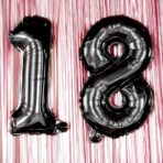 Balon din Folie Metalizata, Embo, Figurina Cifra, Tema Aniversare 80 cm, Ambalaj Individual, Pai inclus, Umflare cu Aer sau Heliu, Negru, Cifra 8 - imagine 6