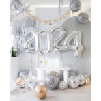 Balon din Folie Metalizata, Embo, Figurina Cifra, Tema Aniversare 80 cm, Ambalaj Individual, Pai inclus, Umflare cu Aer sau Heliu, Argintiu, Cifra 0 - imagine 6