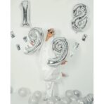 Balon din Folie Metalizata, Embo, Figurina Cifra, Tema Aniversare 80 cm, Ambalaj Individual, Pai inclus, Umflare cu Aer sau Heliu, Argintiu, Cifra 1 - imagine 4