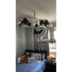 Balon din Folie Metalizata, Embo, Figurina Cifra, Tema Aniversare 80 cm, Ambalaj Individual, Pai inclus, Umflare cu Aer sau Heliu, Argintiu, Cifra 1 - imagine 7