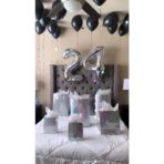 Balon din Folie Metalizata, Embo, Figurina Cifra, Tema Aniversare 80 cm, Ambalaj Individual, Pai inclus, Umflare cu Aer sau Heliu, Argintiu, Cifra 2 - imagine 8