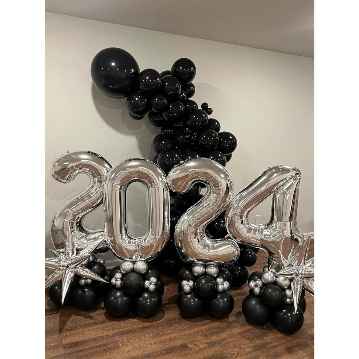 Balon din Folie Metalizata, Embo, Figurina Cifra, Tema Aniversare 80 cm, Ambalaj Individual, Pai inclus, Umflare cu Aer sau Heliu, Argintiu, Cifra 4 - imagine 9