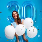 Balon din Folie Metalizata, Embo, Figurina Cifra, Tema Aniversare 80 cm, Ambalaj Individual, Pai inclus, Umflare cu Aer sau Heliu, Albastru, Cifra 0 - imagine 3