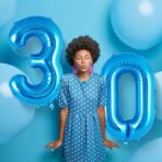 Balon din Folie Metalizata, Embo, Figurina Cifra, Tema Aniversare 80 cm, Ambalaj Individual, Pai inclus, Umflare cu Aer sau Heliu, Albastru, Cifra 0 - imagine 8