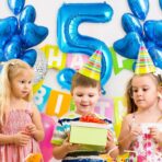 Balon din Folie Metalizata, Embo, Figurina Cifra, Tema Aniversare 80 cm, Ambalaj Individual, Pai inclus, Umflare cu Aer sau Heliu, Albastru, Cifra 5 - imagine 5