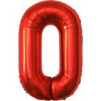 Balon din Folie Metalizata Embo, Figurina Cifra, Tema Aniversare 80 cm, Ambalaj Individual, Pai inclus, Umflare cu Aer sau Heliu, Rosu, Cifra 0