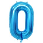 Balon din Folie Metalizata, Embo, Figurina Cifra, Tema Aniversare 80 cm, Ambalaj Individual, Pai inclus, Umflare cu Aer sau Heliu, Albastru, Cifra 0