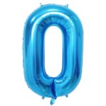 Balon din Folie Metalizata, Embo, Figurina Cifra, Tema Aniversare 80 cm, Ambalaj Individual, Pai inclus, Umflare cu Aer sau Heliu, Albastru, Cifra 0
