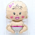 Balon din Folie Metalizata, Embo, Figurina Fetita, Tema Botez, 73x48 cm,  Ambalaj Individual, Pai Inclus, Umflare cu Aer sau Heliu, Roz - imagine 4