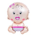 Balon din Folie Metalizata, Embo, Figurina Fetita, Tema Botez, 73x48 cm,  Ambalaj Individual, Pai Inclus, Umflare cu Aer sau Heliu, Roz - imagine 5