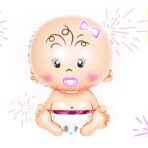 Balon din Folie Metalizata, Embo, Figurina Fetita, Tema Botez, 73x48 cm,  Ambalaj Individual, Pai Inclus, Umflare cu Aer sau Heliu, Roz - imagine 9