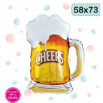 Balon din Folie Metalizata, Embo, Figurina Halba de Bere, Model Cheers, Tematica Petrecere, 58x73 cm, Ambalaj Individual, Pai Inclus, Umflare cu Aer sau Heliu, Galben - imagine 2