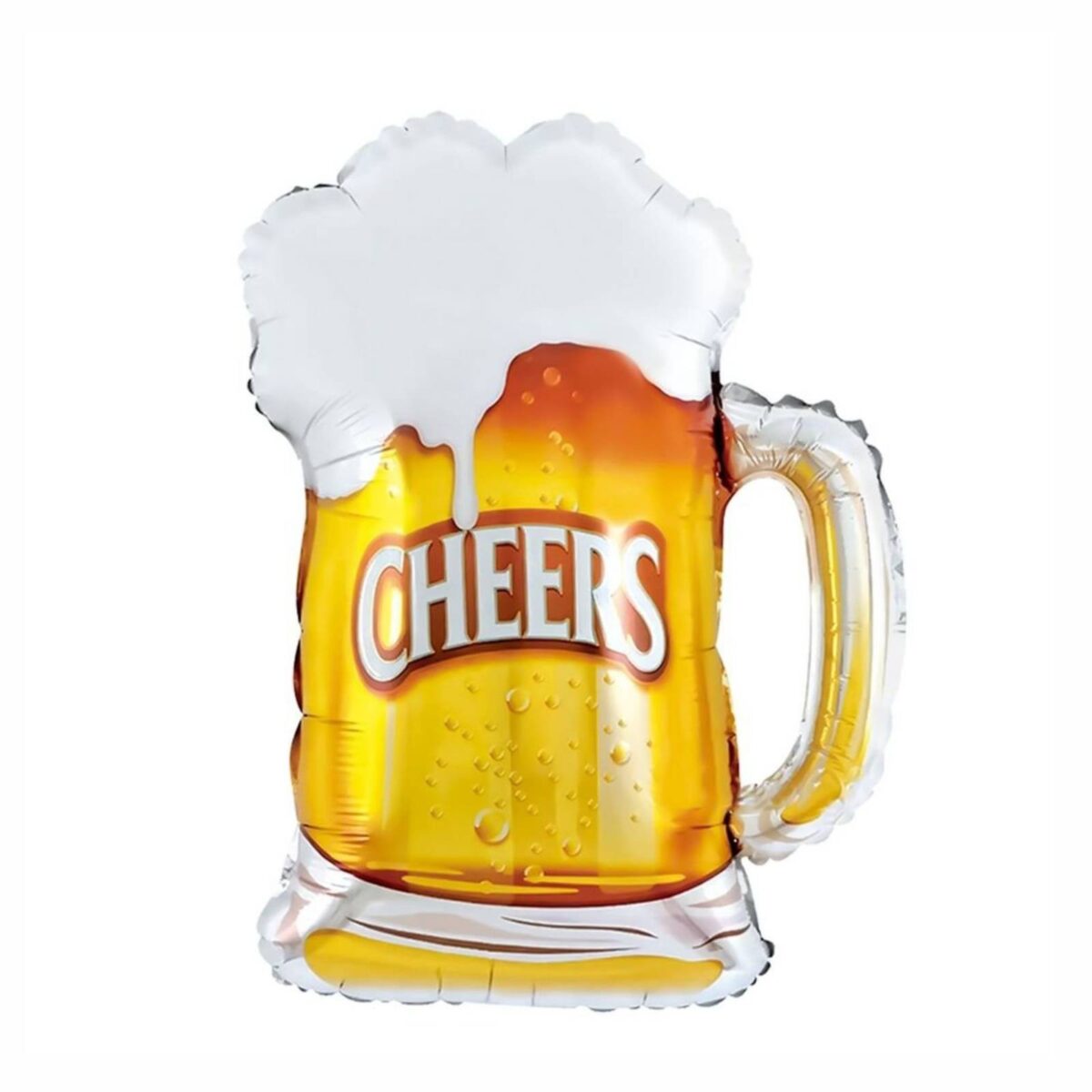 Balon din Folie Metalizata, Embo, Figurina Halba de Bere, Model Cheers, Tematica Petrecere, 58x73 cm, Ambalaj Individual, Pai Inclus, Umflare cu Aer sau Heliu, Galben - imagine 3