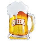 Balon din Folie Metalizata, Embo, Figurina Halba de Bere, Model Cheers, Tematica Petrecere, 58x73 cm, Ambalaj Individual, Pai Inclus, Umflare cu Aer sau Heliu, Galben - imagine 4