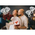 Balon din Folie Metalizata, Embo, Figurina Inel de Logodna, Model Diamant, Tema Nunta, 60 cm, Ambalaj Individual, Pai Inclus, Umflare cu Aer sau Heliu, Alb - imagine 3