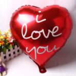 Balon din Folie Metalizata, Embo, Figurina Inima, Model I Love You Scris de Mana, Tema Ziua Indragostitilor, 45 cm, Ambalaj Individual, Pai Inclus, Umflare cu Aer sau Heliu, Rosu - imagine 2