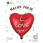 Balon din Folie Metalizata, Embo, Figurina Inima, Model I Love You Scris de Mana, Tema Ziua Indragostitilor, 45 cm, Ambalaj Individual, Pai Inclus, Umflare cu Aer sau Heliu, Rosu - imagine 3