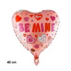 Balon din Folie Metalizata, Embo, Figurina Inimioara, Model BE MINE, Tematica Iubire, 45 cm, Ambalaj Individual, Pai Inclus, Umflare cu Aer sau Heliu, Rosu - imagine 2