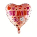 Balon din Folie Metalizata, Embo, Figurina Inimioara, Model BE MINE, Tematica Iubire, 45 cm, Ambalaj Individual, Pai Inclus, Umflare cu Aer sau Heliu, Rosu - imagine 4