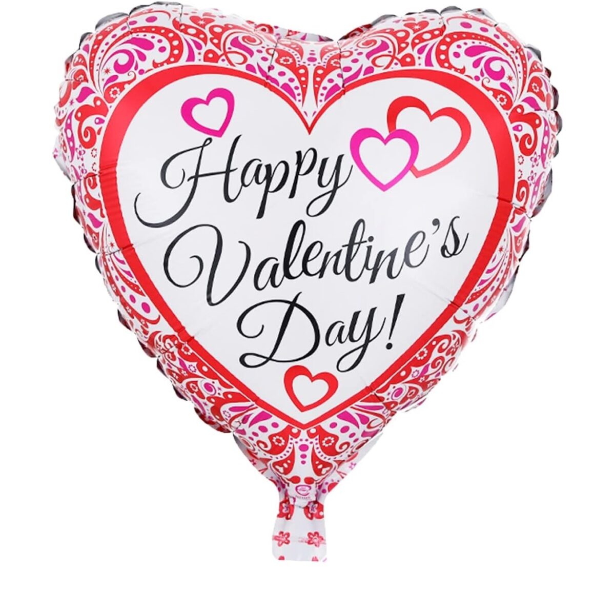 Balon din Folie Metalizata, Embo, Figurina Inimioara, Model Happy Valentine's Day, Tematica Iubire, 45 cm, Ambalaj Individual, Pai Inclus, Umflare cu Aer sau Heliu, Rosu - imagine 2