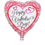 Balon din Folie Metalizata, Embo, Figurina Inimioara, Model Happy Valentine's Day, Tematica Iubire, 45 cm, Ambalaj Individual, Pai Inclus, Umflare cu Aer sau Heliu, Rosu - imagine 2