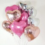 Balon din Folie Metalizata, Embo, Figurina Inimioara, Model Simplu, Tematica Iubire, 40 cm, Ambalaj Individual, Pai Inclus, Umflare cu Aer sau Heliu, Argintiu - imagine 4