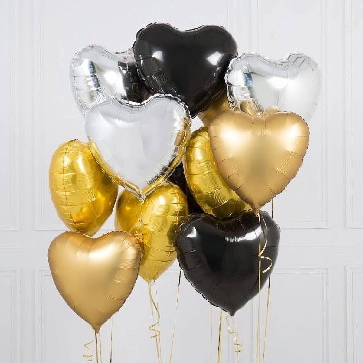 Balon din Folie Metalizata, Embo, Figurina Inimioara, Model Simplu, Tematica Iubire, 40 cm, Ambalaj Individual, Pai Inclus, Umflare cu Aer sau Heliu, Negru - imagine 5