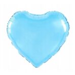 Balon din Folie Metalizata, Embo, Figurina Inimioara, Model Simplu, Tematica Iubire, 40 cm, Ambalaj Individual, Pai Inclus, Umflare cu Aer sau Heliu, Bleu - imagine 2