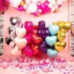 Balon din Folie Metalizata, Embo, Figurina Inimioara, Model Simplu, Tematica Iubire, 40 cm, Ambalaj Individual, Pai Inclus, Umflare cu Aer sau Heliu, Roz - imagine 5