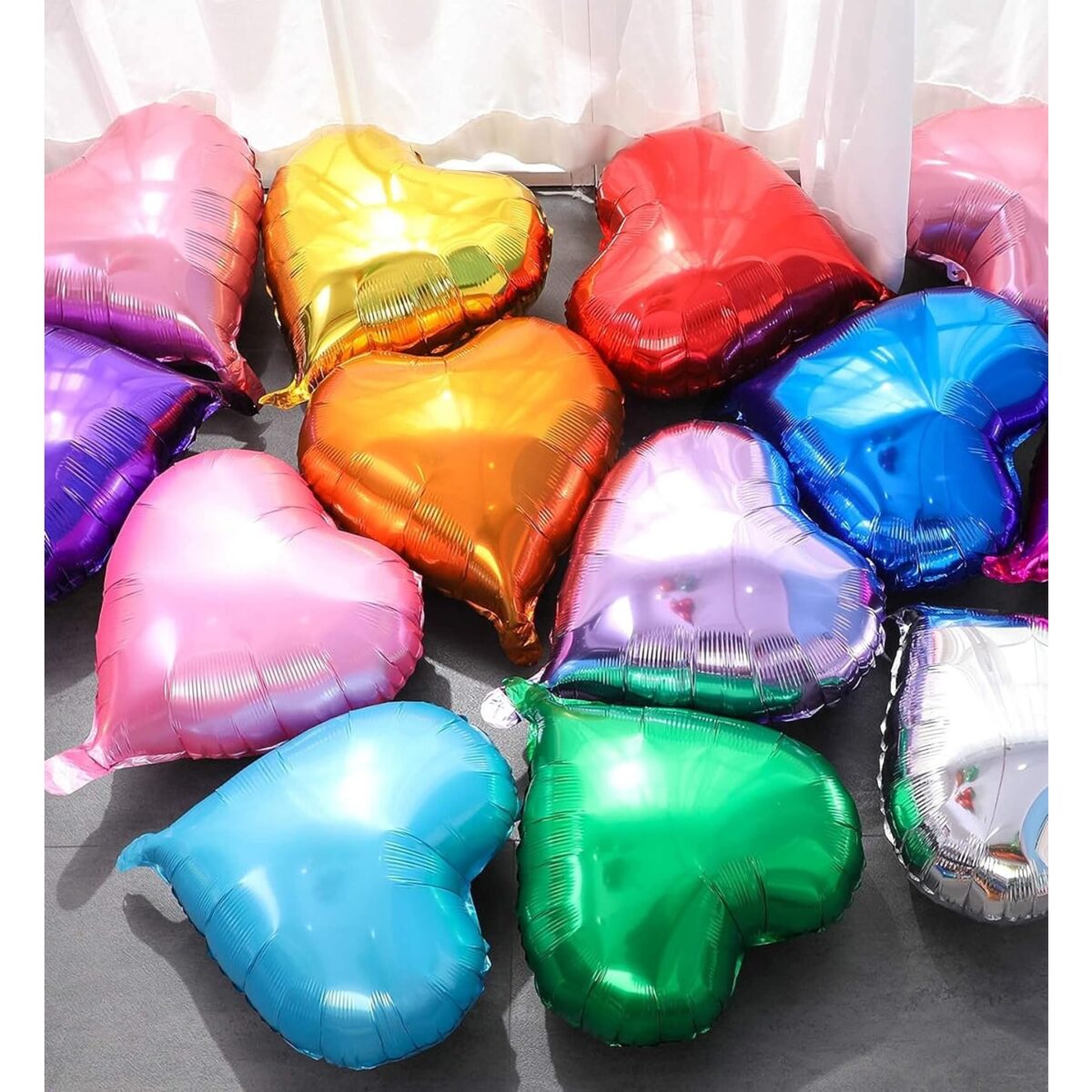 Balon din Folie Metalizata, Embo, Figurina Inimioara, Model Simplu, Tematica Iubire, 40 cm, Ambalaj Individual, Pai Inclus, Umflare cu Aer sau Heliu, Verde - imagine 4