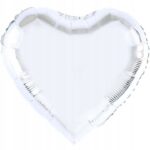 Balon din Folie Metalizata, Embo, Figurina Inimioara, Model Simplu, Tematica Iubire, 40 cm, Ambalaj Individual, Pai Inclus, Umflare cu Aer sau Heliu, Argintiu