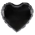 Balon din Folie Metalizata, Embo, Figurina Inimioara, Model Simplu, Tematica Iubire, 40 cm, Ambalaj Individual, Pai Inclus, Umflare cu Aer sau Heliu, Negru