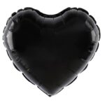 Balon din Folie Metalizata, Embo, Figurina Inimioara, Model Simplu, Tematica Iubire, 40 cm, Ambalaj Individual, Pai Inclus, Umflare cu Aer sau Heliu, Negru