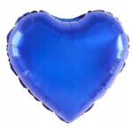 Balon din Folie Metalizata, Embo, Figurina Inimioara, Model Simplu, Tematica Iubire, 40 cm, Ambalaj Individual, Pai Inclus, Umflare cu Aer sau Heliu, Albastru