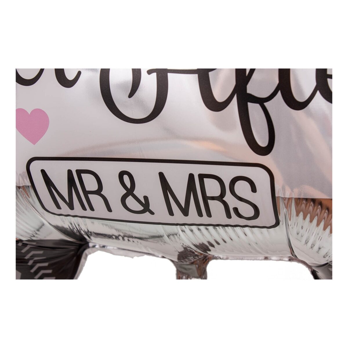 Balon din Folie Metalizata, Embo, Figurina Masina, Model Nunta Happily Ever After, Tema Nunta, 60 x 63 cm, Ambalaj Individual, Pai Inclus, Umflare cu Aer sau Heliu, Alb - imagine 3