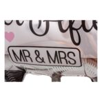 Balon din Folie Metalizata, Embo, Figurina Masina, Model Nunta Happily Ever After, Tema Nunta, 60 x 63 cm, Ambalaj Individual, Pai Inclus, Umflare cu Aer sau Heliu, Alb - imagine 3