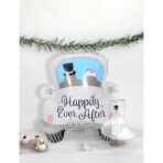Balon din Folie Metalizata, Embo, Figurina Masina, Model Nunta Happily Ever After, Tema Nunta, 60 x 63 cm, Ambalaj Individual, Pai Inclus, Umflare cu Aer sau Heliu, Alb - imagine 7