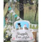 Balon din Folie Metalizata, Embo, Figurina Masina, Model Nunta Happily Ever After, Tema Nunta, 60 x 63 cm, Ambalaj Individual, Pai Inclus, Umflare cu Aer sau Heliu, Alb - imagine 8