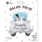 Balon din Folie Metalizata, Embo, Figurina Masina, Model Nunta Happily Ever After, Tema Nunta, 60 x 63 cm, Ambalaj Individual, Pai Inclus, Umflare cu Aer sau Heliu, Alb - imagine 9